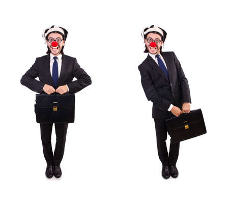 Funny clown businessman isolated on the white backgroundの写真素材