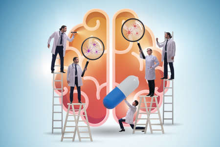 The team of doctors examining human brain
