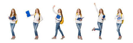 The young student isolated on the white backgroundの写真素材