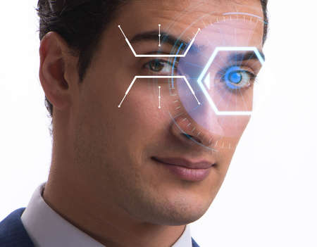 Concept of sensor implanted into human eyeの写真素材