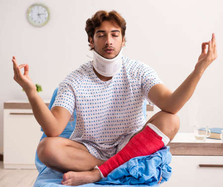 Injured man waiting treatment in the hospital