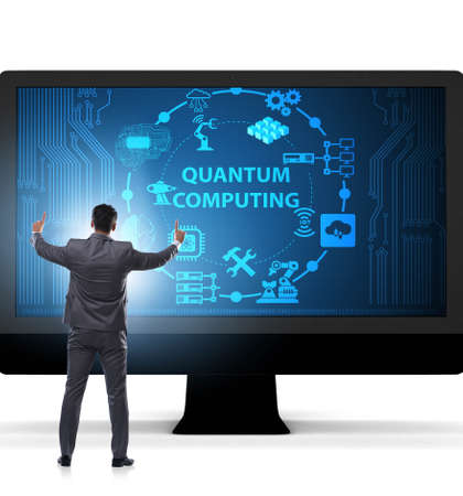 The concept of quantum computing with businessmanの写真素材