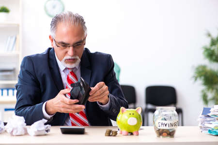 Old male accountant in budget planning concept