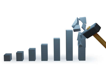 Economic crisis concept with hammer breakingの写真素材