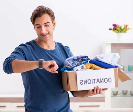 Concept of charity with donated clothing
