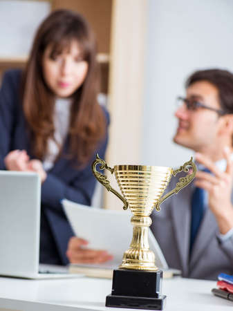 Concept of teamwork with prizeの写真素材