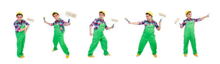 Funny painter isolated on whiteの写真素材