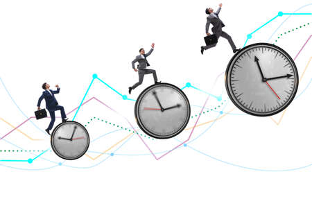 Growth and the recovery concept with businessman and clocks
