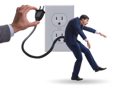 Businessman losing energy to work