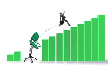 Promotion concept with businessman ejected from the chairの写真素材