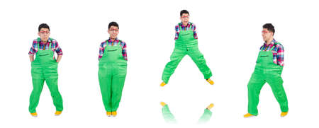 Funny painter isolated on whiteの写真素材