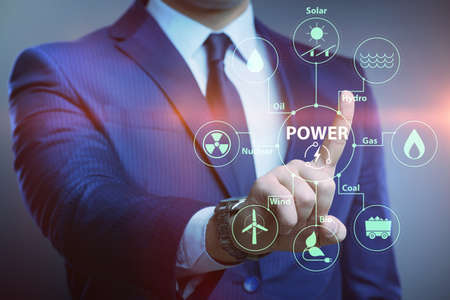 Energy mix concept with businessmanの写真素材
