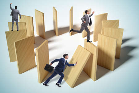 Domino effect and competition conceptの写真素材