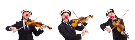 Funny clown businessman isolated on the white backgroundの写真素材