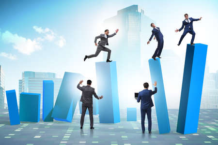 Business people in the collapsing economy concept