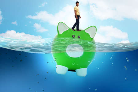 Student debt concept with piggybank and student