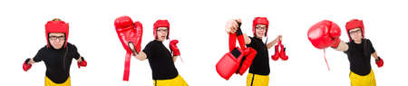 Funny boxer isolated on the white backgroundの写真素材