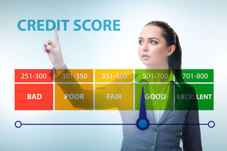 Businesswoman in credit score conceptの写真素材