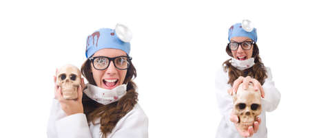 Female young doctor isolated on whiteの写真素材