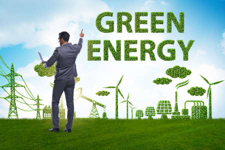 The green and ecology concept with businessmanの写真素材