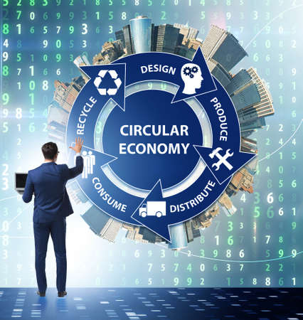 Concept of circular economy with businessman