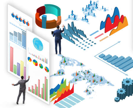 Businessman in business visualization and infographics conceptの写真素材