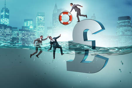 Pound GBP currency devaluation and exchange rate concept