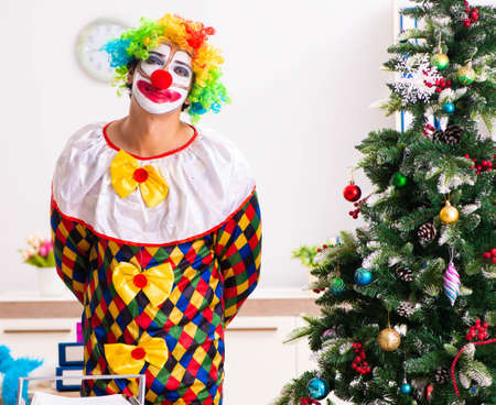 Funny clown in Christmas celebration conceptの写真素材