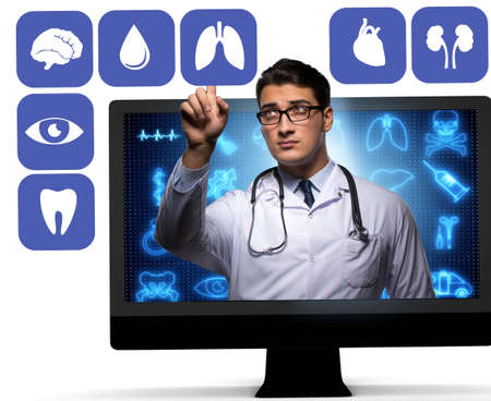 Telehealth concept with doctor doing remote check-up