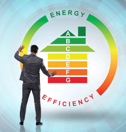 The businessman in energy efficiency concept