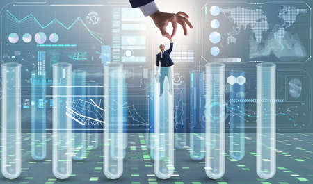 Artificial intelligence concept with businessman out of tube