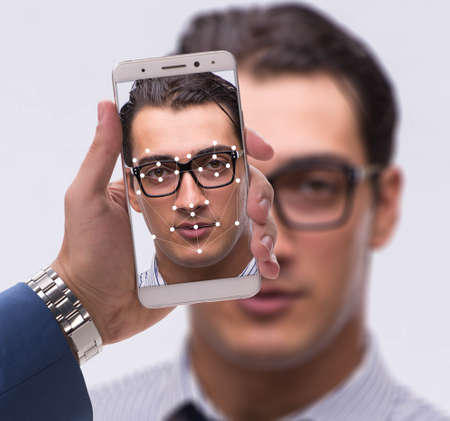 Concept of face recognition software and hardwareの写真素材