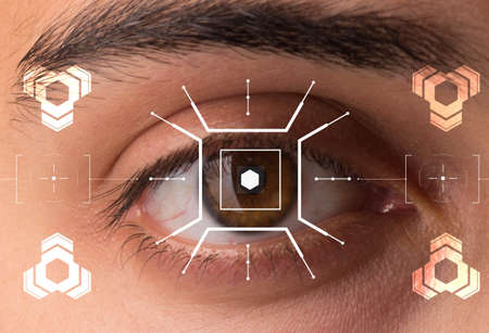 The concept of sensor implanted into human eyeの写真素材