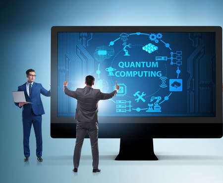 Concept of quantum computing with businessman
