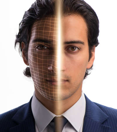 Concept of face recognition software and hardwareの写真素材