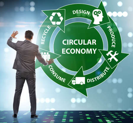 The concept of circular economy with businessmanの写真素材