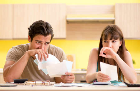 Young family struggling with personal finance