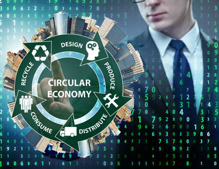 The concept of circular economy with businessmanの写真素材