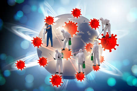 Coronavirus covid-19 pandemic concept with doctorの写真素材