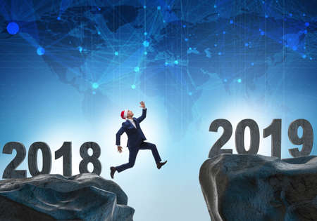 Concept of transition between 2018 and 2019の写真素材