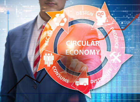 Concept of circular economy with businessmanの写真素材
