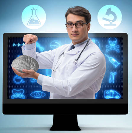 Telehealth concept with doctor doing remote check-upの写真素材