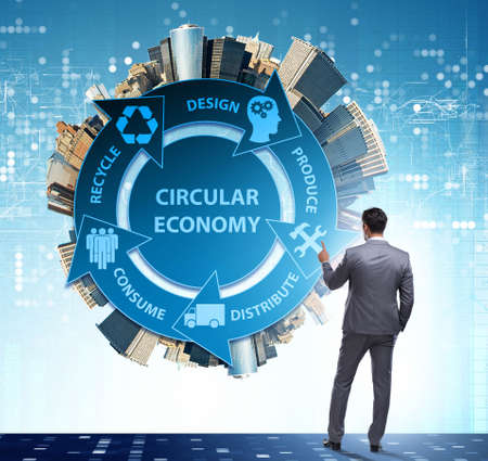 Concept of circular economy with businessmanの写真素材