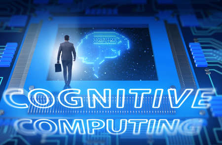 Cognitive computing concept as future technology with businessmanの写真素材