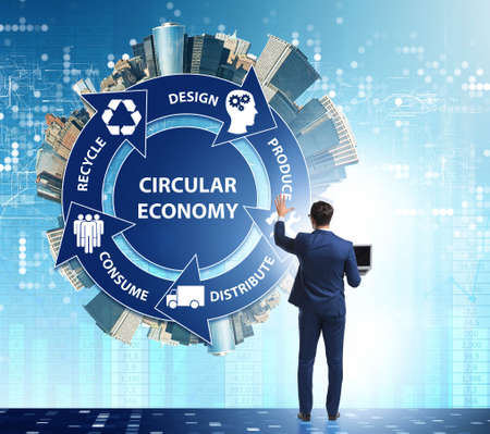 The concept of circular economy with businessmanの写真素材