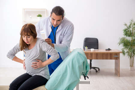 Young woman visting young male doctor gynecologistの写真素材