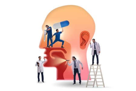 Otolaryngology concept with doctors treating patient
