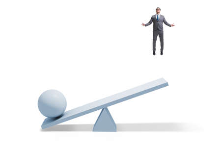 Career progression concept with businessman and seesaw