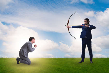 Business competition concept with businessman and bowの写真素材