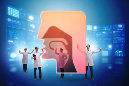 Otolaryngology concept with doctors treating patient